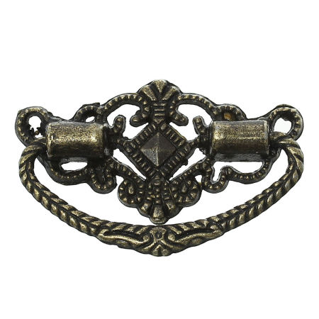 Perillas de la manija de la joyería caja de madera y jalar Aleación del Metal Del Zinc Irregular Tono Bronce Hueco Patrón 48mm x 24mm, 5 Unidades