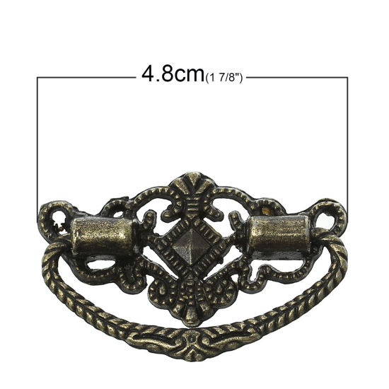Image de Poigées de Valise en Alliage de Zinc Forme Irrégulier Bronze Antique Fleurs Creuses, Longueur: 48mm, Largeur: 24mm, 5 Pcs