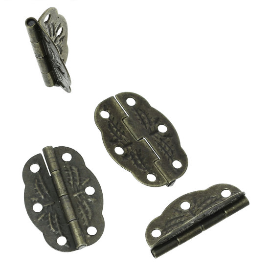 Picture of Iron Based Alloy Door Cabinet Drawer Wooden Box Butt Hinges Rectangle Antique Bronze Rotatable 3cm x1.2cm(1 1/8" x 4/8"), 20 PCs