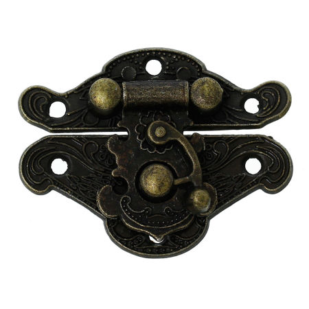Iron Based Alloy Cabinet Box Lock Catch Latches Antique Bronze 38mm(1 4/8") x 29mm(1 1/8"), 5 Sets