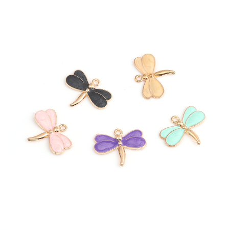 Immagine di Lega di Zinco Charm Ciondoli Libellula Misto Smalto 26mm x 21mm , 10 Pz