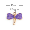 Picture of Zinc Metal Alloy Charm Pendants Dragonfly Animal Gold Plated Mixed Enamel 26mm(1") x 21mm( 7/8"), 10 PCs