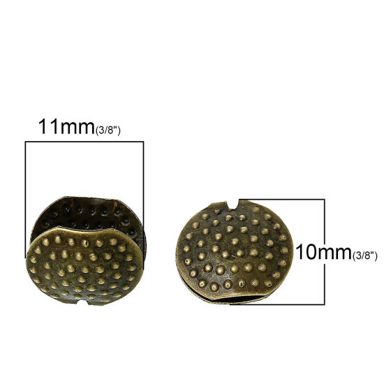 Picture of Iron Based Alloy Cord End Crimp Caps Round Dot Antique Bronze 11mm x 10mm, 100 PCs