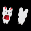 Picture of Wood Easter Spacer Beads Rabbit White Lattice Pattern About 29mm(1 1/8") x 16mm( 5/8"), Hole: Approx 2.1mm, 100 PCs