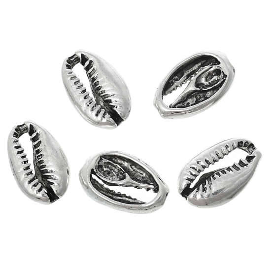 Immagine di Lega di Zinco Charm Ciondoli Monetaria Caputserpentis Argento Antico Hollow Modello Scolpito 19mm x 12mm , 10 Pz