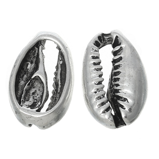 Immagine di Lega di Zinco Charm Ciondoli Monetaria Caputserpentis Argento Antico Hollow Modello Scolpito 19mm x 12mm , 10 Pz