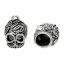 Picture of Zinc Based Alloy 3D Charms Halloween Skull Antique Silver Color Flower Carved 19mm( 6/8") x 15mm( 5/8"), 5 PCs