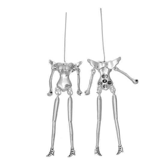 Изображение Цинковый Сплав Фурнитуры для Изготовления Кукол Античное Серебро Человеческий Скелет Крыло С формой Человеческого скелета 11.7см x 2.7см, 2 ШТ