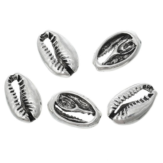 Immagine di Lega di Zinco Charm Ciondoli Monetaria Caputserpentis Argento Antico Hollow Modello Scolpito 19mm x 12mm , 10 Pz