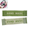 Picture of Cotton Woven Printed Labels DIY Scrapbooking Craft Rectangle Light green Message Pattern " Hand Made " 45mm(1 6/8") x 10mm( 3/8"), 200 PCs