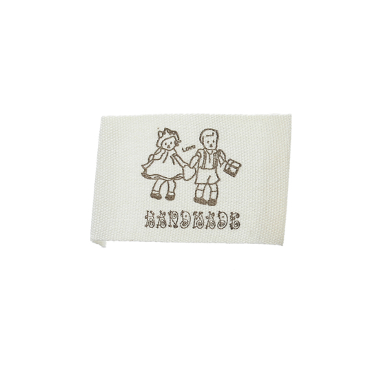 Picture of Cotton Woven Printed Labels DIY Scrapbooking Craft Rectangle Off-white At Random Mixed Pattern 47mm(1 7/8") x 25mm(1"), 14 PCs