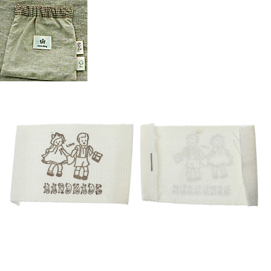 Picture of Cotton Woven Printed Labels DIY Scrapbooking Craft Rectangle Off-white At Random Mixed Pattern 47mm(1 7/8") x 25mm(1"), 14 PCs