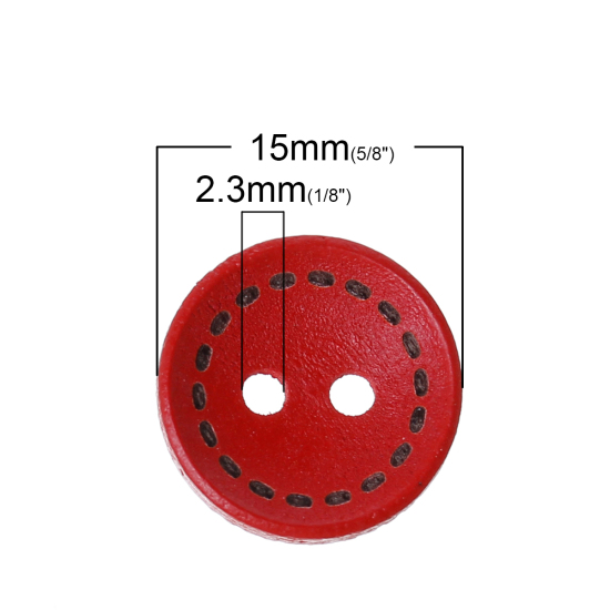 Picture of Natural Wood Sewing Button Scrapbooking Round At Random Mixed 2 Holes 15mm( 5/8") Dia, 200 PCs