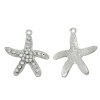 Imagen de Colgantes Aleación + Brillantito de Estrella de mar , Tono de Plata Transparente Diamantes de imitación 28mmx 26mm, 5 Unidades