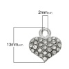 Imagen de Colgantes Aleación + Brillantito de Corazón , Tono de Plata Transparente Diamantes de imitación 13mmx 12mm, 5 Unidades
