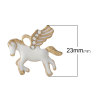 Imagen de Colgantes Aleación + Brillantito de Pegaso , Chapado en Oro y Blanco Ala Patrón Transparente Diamantes de imitación Esmalte 24mmx 23mm, 5 Unidades