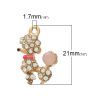 Imagen de Colgantes Aleación Perro Animal Chapado en Oro Transparente Rhinestone  Esmalte 21mmx 15mm, 5 Unidades