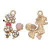 Imagen de Colgantes Aleación Perro Animal Chapado en Oro Transparente Rhinestone  Esmalte 21mmx 15mm, 5 Unidades
