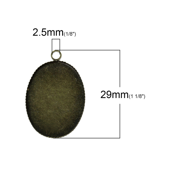 Picture of Brass Cabochon Setting Pendants Oval Antique Bronze (Fits 25mm x 18mm) 29mm(1 1/8") x 19mm( 6/8"), 20 PCs                                                                                                                                                     