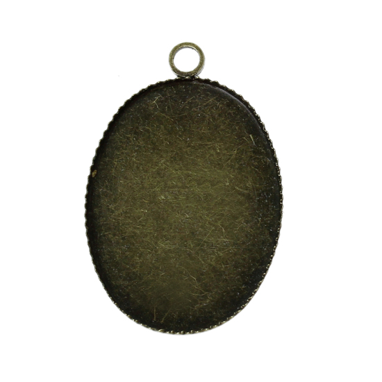 Picture of Brass Cabochon Setting Pendants Oval Antique Bronze (Fits 25mm x 18mm) 29mm(1 1/8") x 19mm( 6/8"), 20 PCs                                                                                                                                                     