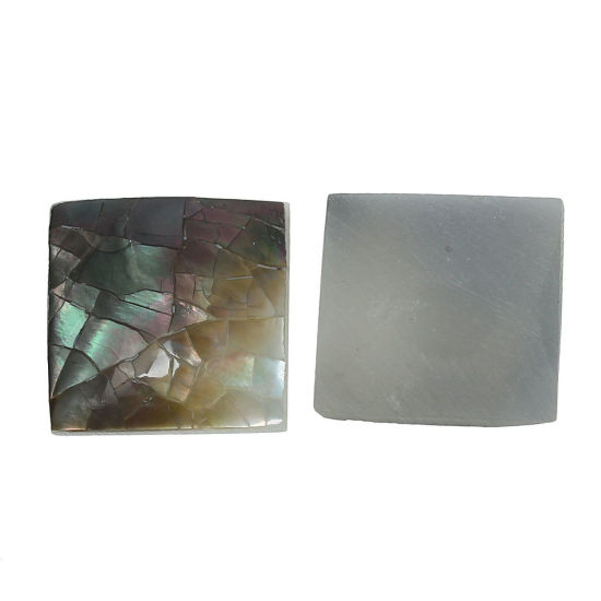 Picture of Shell Embellishments Findings Square At Random Mixed AB Color Crack Pattern 20.0mm( 6/8") x 20.0mm( 6/8") , 2 PCs