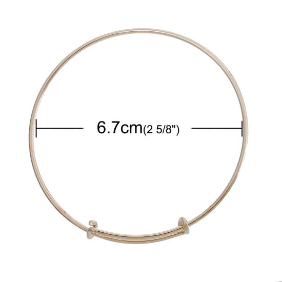 Imagen de Latón Expandible Brazalete Dobles Bares Redondo Oro Rosa 27 - 21cm longitud, 5 Unidades