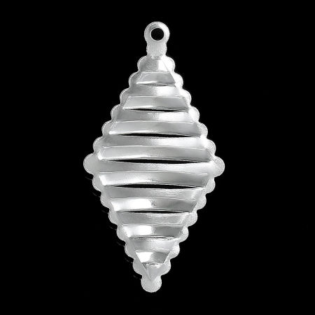 Immagine di Lega di Ferro Charm Ciondoli Rombo Argento Placcato Striscia Scolpito Filigrana 32mm x 17mm , 30 Pz