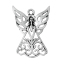 Immagine di Lega di Zinco Charm Ciondoli Angelo Argento Antico Ali Scolpito Filigrana 33mm x 24mm , 20 Pz