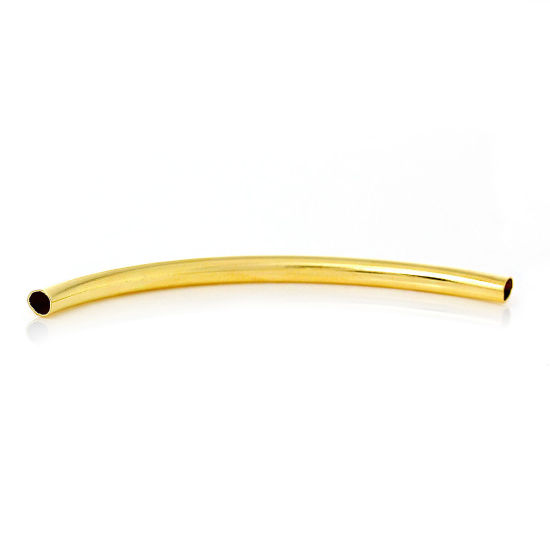 Picture of Brass Spacer Beads Tubes Gold Plated About 50.0mm(2") x 3.0mm( 1/8"), Hole:Approx 2.4mm, 100 PCs                                                                                                                                                              