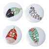 Picture of Wood Sewing Buttons Scrapbooking 4 Holes Round White At Random Mixed Pattern 30mm(1 1/8") Dia, 50 PCs