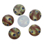 Picture of Resin Dome Cabochon Round Multicolor Peacock Feather Faceted 16mm( 5/8") Dia, 50 PCs