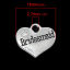 Image de Pendentifs en Alliage de zinc+Strass Cœur Argenté Gravé Caractère Gravé Mots " Bridesmaid " avec Strass Transparent 16mm x 14mm, 10 Pcs