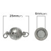 Picture of Zinc Based Alloy & Magnetic Hematite Magnetic Clasps Round Silver Tone 25mm x 10mm, 10 Sets