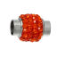 Immagine di 5 Seri Lega di Zinco Chiusura Magnetica Cilindrico Tono Argento Arancione-Rosso Strass 17mm x 12mm