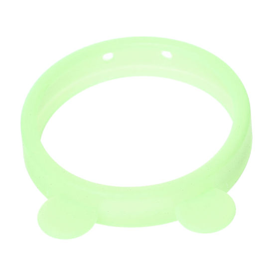 Picture of Silicone Wristbands Bracelet Bear Ear Neon Green 22cm(8 5/8") long, 5 PCs
