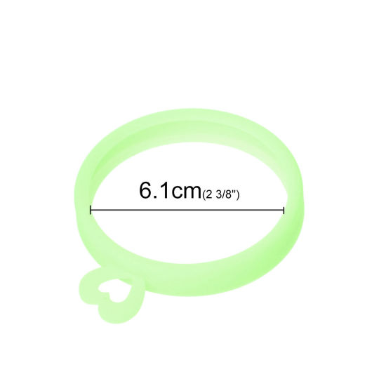 Image de Bracelet en Silicone Cœur Vert Fluorescent 23.5cm long, 5 PCs