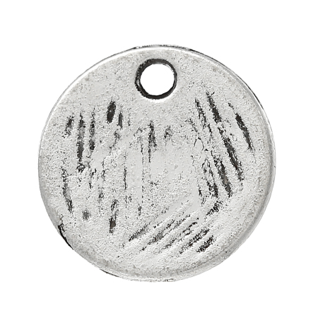 Image de Pendentifs en Alliage de Zinc Rond Argent Vieilli 9mm Dia, 100 Pcs