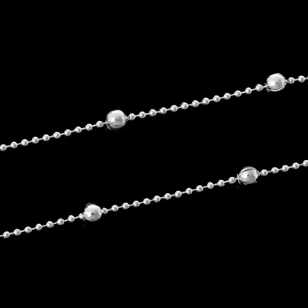 Picture of 3 M (Approx 9.84 Foot) Brass Ball Chain For Handmade DIY Jewelry Making Findings Silver Plated 1.2mm