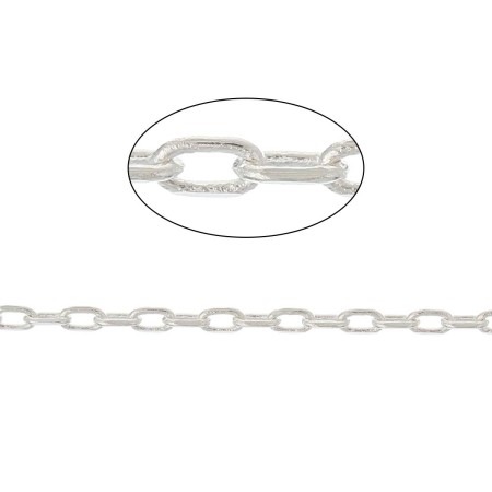 Picture of 5 M (Approx 16.4 Foot) Brass Link Cable Chain For Handmade DIY Jewelry Making Findings Silver Plated 3.5x2mm