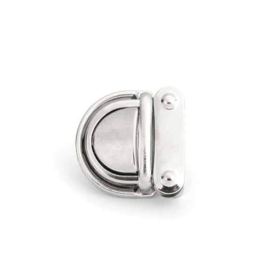 Bild von Eisen(Legierung) Drehschloss für Taschen Silberfarbe 3.3cm x3.2cm 3.2cm x3.2cm 3.2cm x2.9cm, 5 Sets