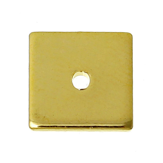 Bild von Kupfer Zwischenperlen Spacer Perlen Quadrat Vergoldet ca. 8mm x 8mm, Loch:ca. 0.8mm, 50 Stück