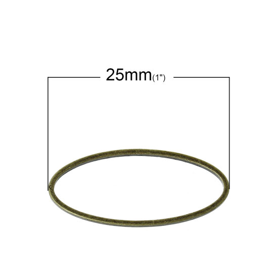 Picture of 100 PCs Brass Connectors Charms Pendants Antique Bronze Oval 25mm x 11mm