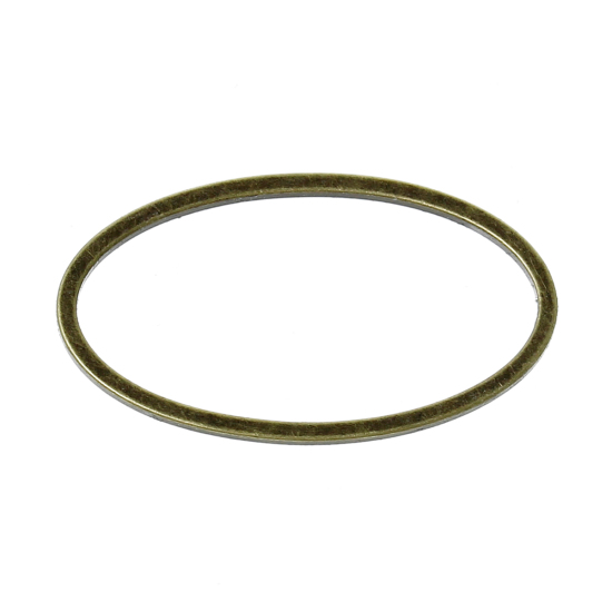 Picture of 100 PCs Brass Connectors Charms Pendants Antique Bronze Oval 24mm x 13mm