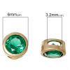 Picture of Brass & Cubic Zirconia Spacer Beads For DIY Charm Jewelry Making 14K Gold Color Green Round Cubic Zirconia 6mm Dia., Hole: Approx 3.2mm x1.2mm, 2 PCs                                                                                                         