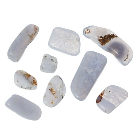 Picture of (Grade C) Blue Lace Agate (Natural) Loose Beads (No Hole) Irregular Mauve About 4.1cm x1.3cm(1 5/8" x 4/8") - 11mm x10mm(3/8" x 3/8"), 100 Grams