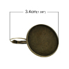 Imagen de Pendientes de Clip Base Camafeo Latón de Ronda , Tono Bronce (Apta 20mm Dia) 34mm x 22mm, 10 Unidades