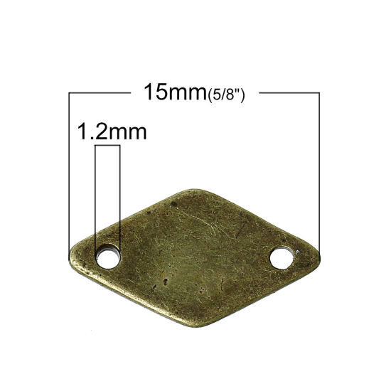 Bild von Zinklegierung Verbinder Raute Bronzefarbe 15mm x 8mm, 100 Stücke