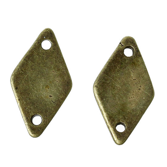 Image de Connecteurs de Bijoux en Alliage de Zinc Forme Losange Bronze Antique 15mm x 8mm, 100 Pcs