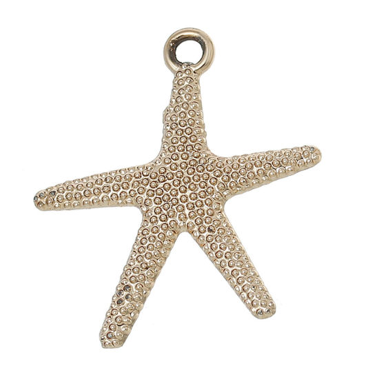 Picture of Ocean Jewelry Zinc Based Alloy Charms Star Fish Rose Gold 24mm(1") x 22mm(7/8"), 10 PCs