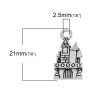 Image de Pendentifs en Alliage de Zinc Château  Argent Vieilli (Apparié avec Strass de ss4) A Incruster les Strass 21mm x 11mm, 20 Pcs